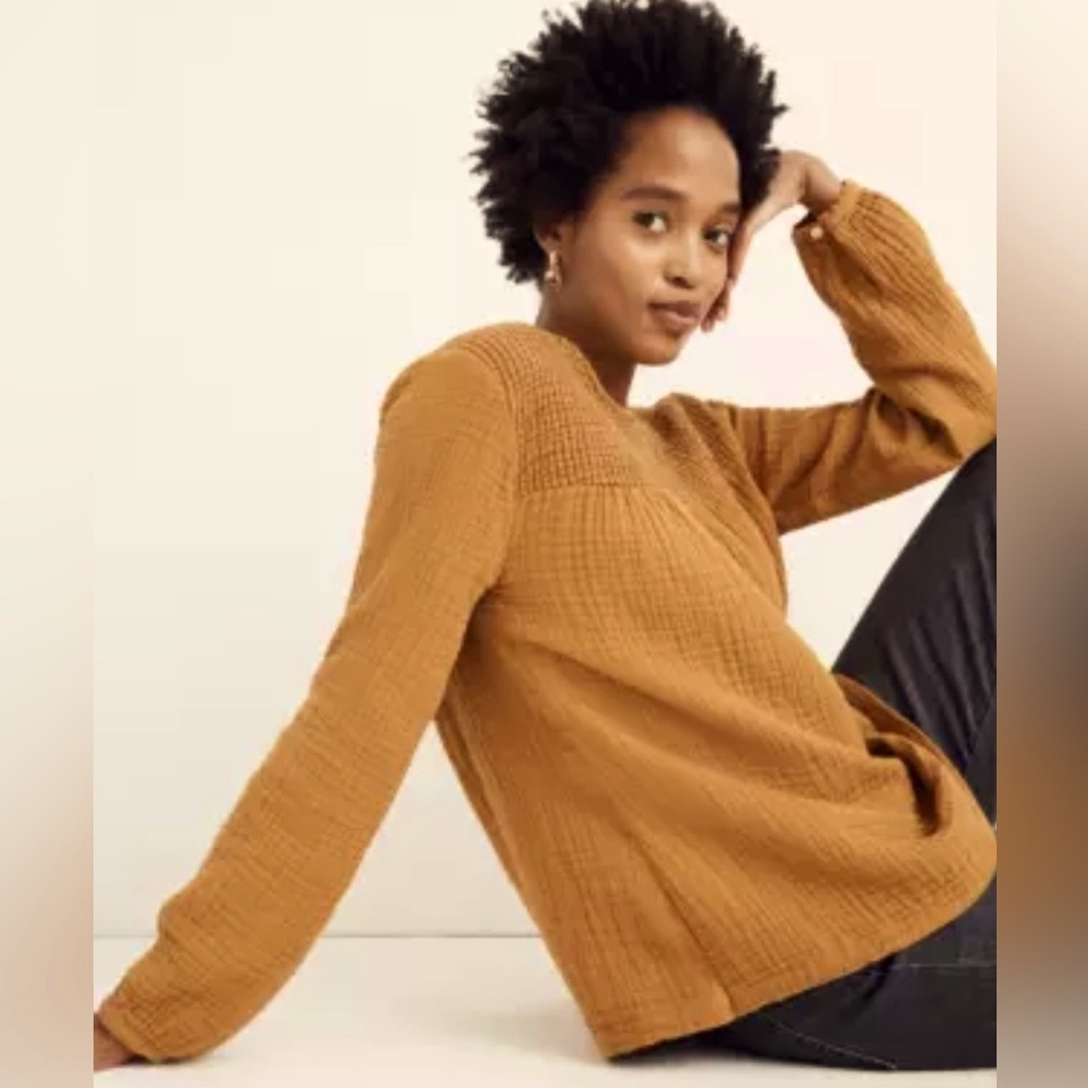 Madewell Long Sleeve Smocked Swing Top